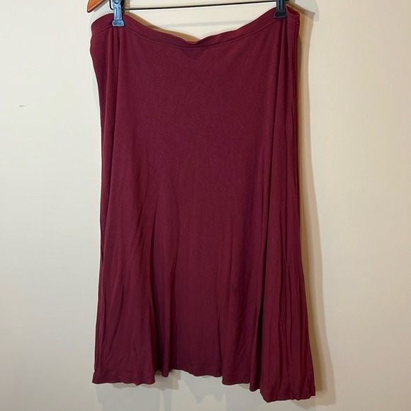 Peruvian Connection Maxi Skirt Womens Large Burgundy Knit Stretchy Flowy Lagen - Picture 1 of 8